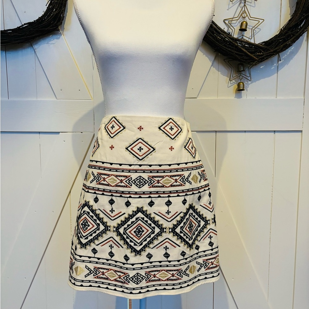 Embroidered Cream Skirt